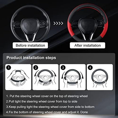 Auto Car Leather Steering Wheel Cover Anti Slip Wrap 15" - Image 2