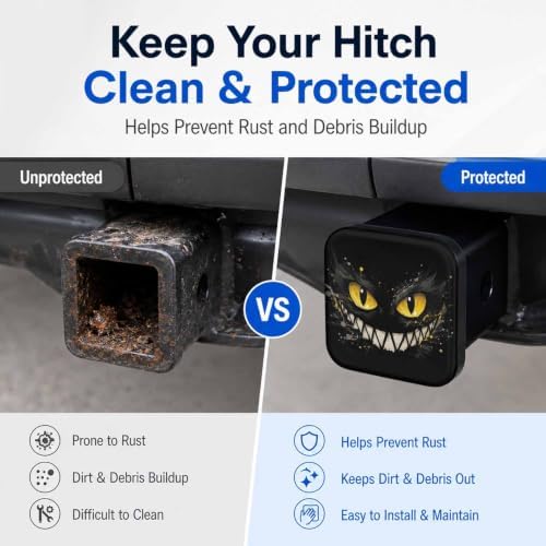 2" Hitch Cover Black Cat Glow Eyes Rubber Towing Hitch Covers Hitch Protector - Image 5