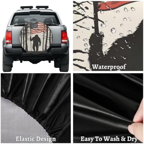 Rv Spare Tire Cover Wheel Bigfoot Forest Flag Tire Covers Wheel Protectors - Image 4