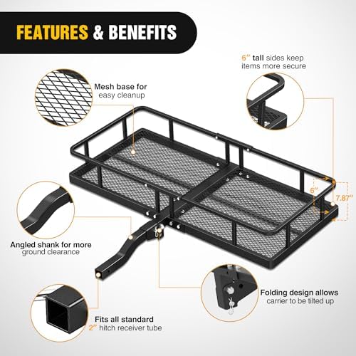 Nilight 60" x 24"x 7.87" Carrier & 5/8" Pin Clip Fits 2-Inch Receiver 500 Lbs - Image 4