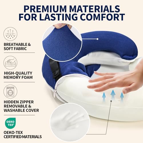 BUYUE Travel Neck Pillows for Airplanes, Memory Foam 360° Head Support Sleep - Image 4