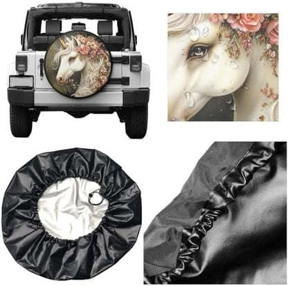 Gold Floral Horse Spare Tire Cover - Image 3