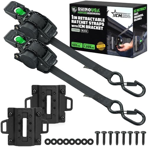 Rhino USA Bed-Mounted Retractable Ratchet Straps by RhinoUSAInc