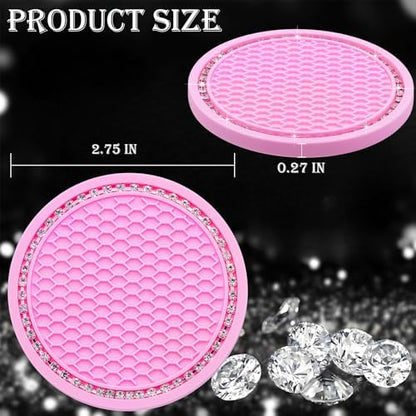 2PCS Bling Cup Holder Coaster, 2.75 Inch Auto Car Cup Holder Insert Coasters - Image 2
