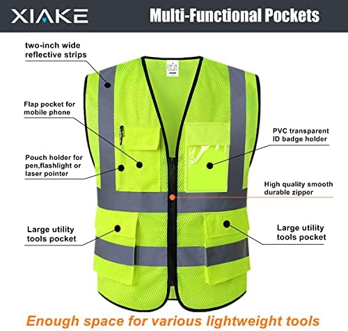 XIAKE Reflective Safety Vest for Men & Women High Visibility Class 2 Vest - Image 5