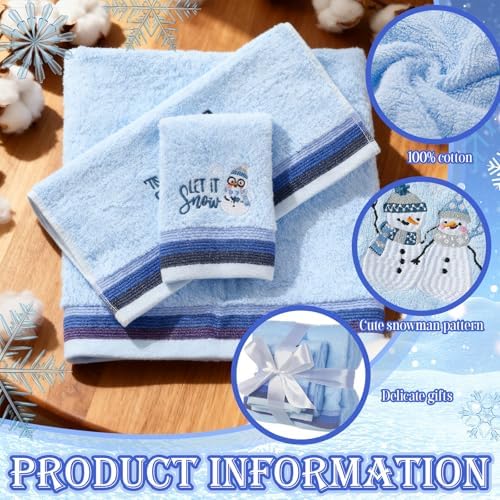 Peryiter 3 Pack Snowman Decorative Bath Towel Set - Image 3