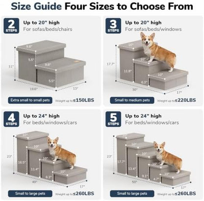 2-Step Wide Dog Stairs with Storage 11" H, Non-Slip Sturdy Pet Steps - Image 2