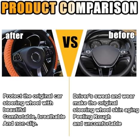 JOYCOURT 15 Inch Bling Soft Leather Car Steering Wheel Cover - Image 3