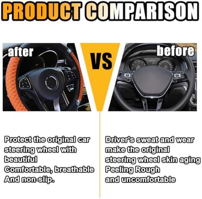 JOYCOURT 15 Inch Bling Soft Leather Car Steering Wheel Cover - Image 3