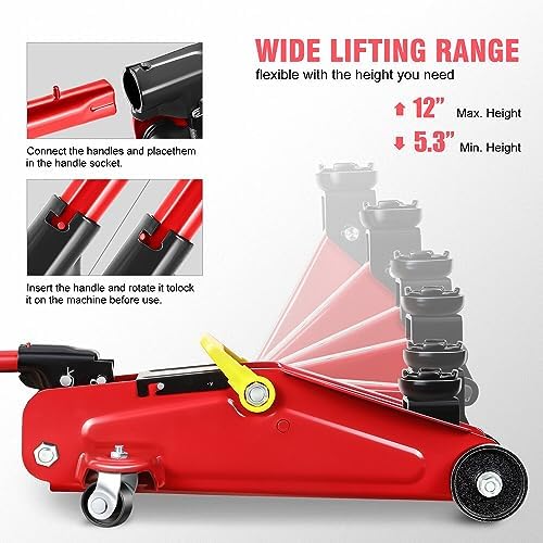 DNA Motoring 1.5 Ton Car Floor Jack Low Profile Hydraulic Trolley Service/Floor - Image 4