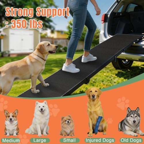 71" Dog Ramp for Car, Extra Long Foldable Hisfox Pet Ramp for Dog - Image 3