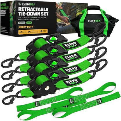 Rhino USA Retractable Ratchet Straps - 2in x 10ft by RhinoUSAInc