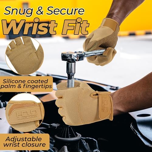 HANDLANDY Work Gloves for Men & Women, Utility Mechanic Working Gloves Touch - Image 5