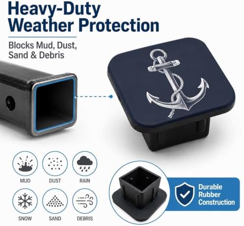 Anchor Hitch Cover Receiver Tube Hitch Plug Nautical Anchor Navy Blue Tow Hitch - Image 6