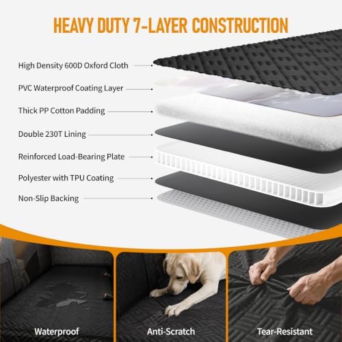Dog Car Seat Cover for Back Seat, Hard Bottom Back Seat Extender for Dog - Image 4