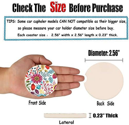 Sunflower Small 2.56" Absorbent Auto Coasters 2 Pack, Ceramic Car Accessories - Image 5