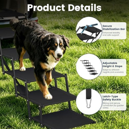 Foldable Dog Steps for Car Dog Stairs for Large Dogs Ramp 5 Steps - Image 4
