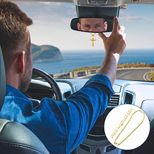Cross Charm for Car Rearview Mirror Pendant Men Crucifix Necklace Car Hanging - Image 3