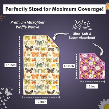 Microfiber Hand Towel & Washcloth Set, Double-Sided Waffle Weave Set of Two - Image 6