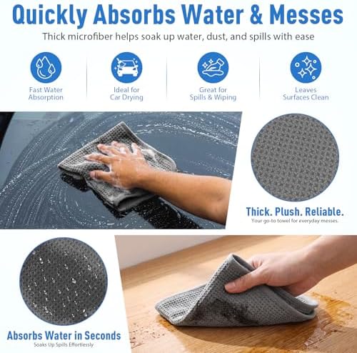 Shimeyao 30 Pcs 12"x12" Waffle Weave Microfiber Towels Lint Free Rags - Image 5