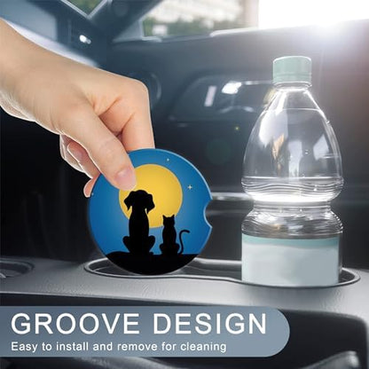 Dog Cat Car Cup Holder Coaster, Moon Night Starry Sky Car Coasters - Image 7