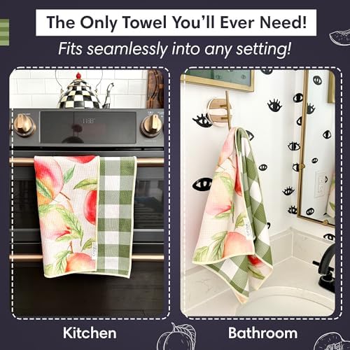 crae. Reversible Microfiber Hand Towel, Aqua Daisy Blue/Orange, 19x29 in - Image 2