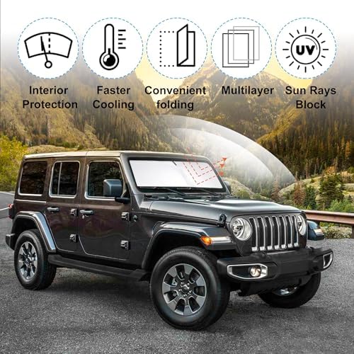Windshield Sun Shade for 2018-2026 Jeep Wrangler JL/4XE - Image 2