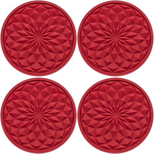 4 Pack Silicone Car Cup Holder Coaster – 2.75 Inch Non-Slip Drink Mat, by MEAJOO