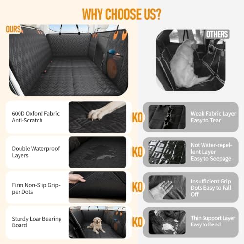 Dog Car Seat Cover for Back Seat, Hard Bottom Back Seat Extender for Dog - Image 5
