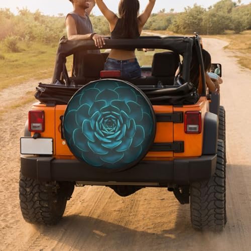 Delerain Spare Tire Cover Teal Cactus Wheel Covers Waterproof Dust-Proof UV Sun - Image 4