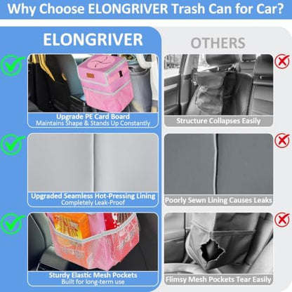 ELONGRIVER Car Trash Can for SUVs, Vans - Image 5