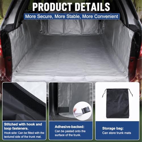 BBTO SUV Cargo Liner with Sides Lightweight 190t Silver Coated Fabric Trunk Mat - Image 3