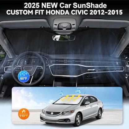Windshield Sunshade for 2012 2013 2014 2015 Honda Civic Sun Visor - Image 2