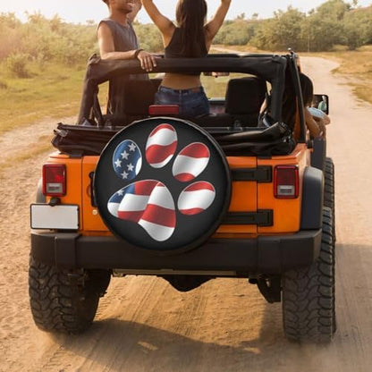 Paws Us American Flag Spare Tire Cover Dust-Proof Wheel Tire Cover Fit Trailer - Image 4