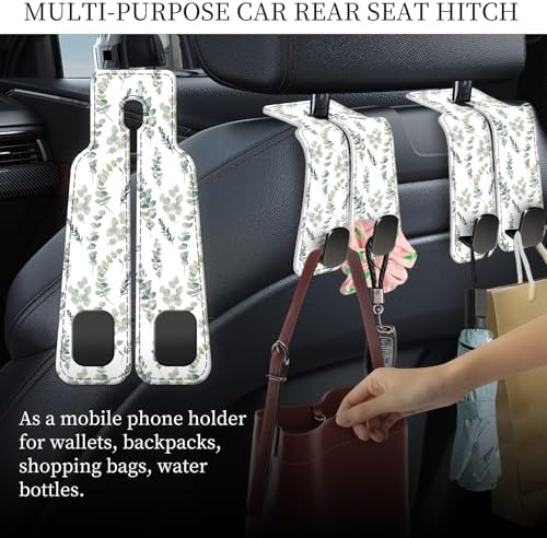 PU Leather Car Seat Hook, Storage Headrest Hanger, Cute Car Backseat Organizer - Image 2