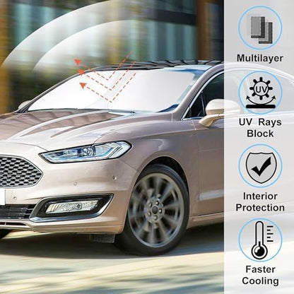 Windshield Sun Shade Sunshade for 2013-2020 2021 Ford Fusion - Image 2