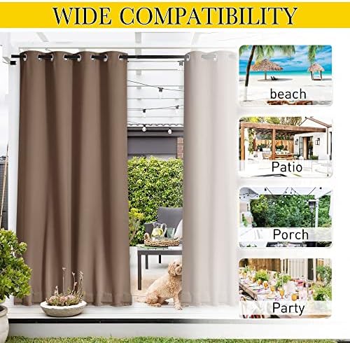 NICETOWN 2 Panels Thermal Outdoor Curtains Windproof W52xL72 Tan - Image 5
