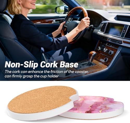 Car Cup Holder Ceramic Coasters 2 Pack, 2.56 in Anti Slip Absorbent Coaster - Image 6