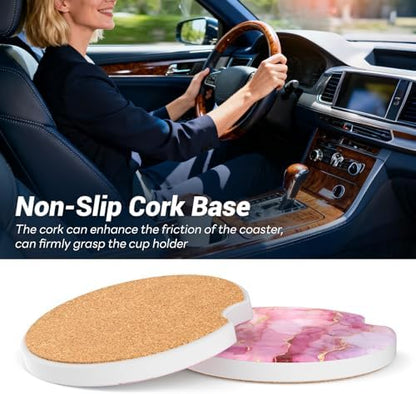 Car Cup Holder Ceramic Coasters 2 Pack, 2.56 in Anti Slip Absorbent Coaster - Image 6