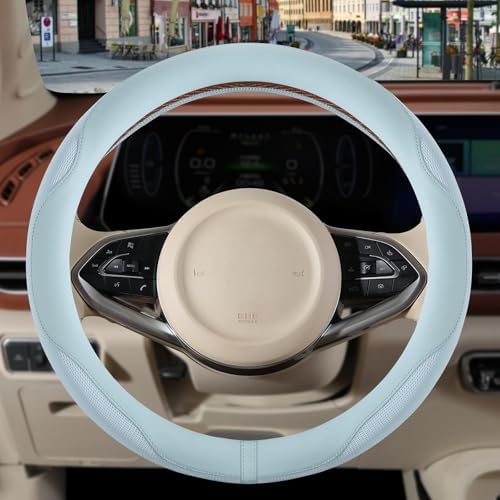 Nappa Leather Blue Steering Wheel Cover Large 16 inch - Image 2