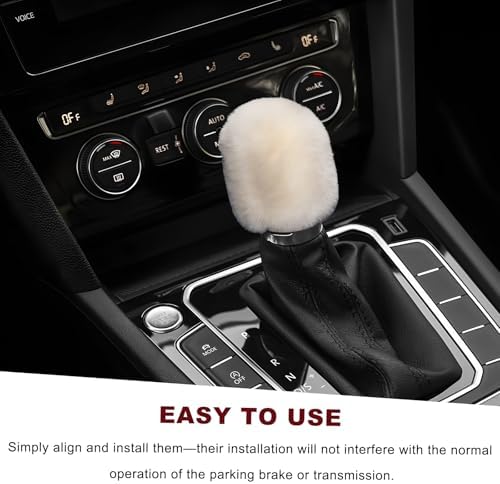 2PCS Fluffy Car Gear Shift Knob & Handbrake Cover, Comfortable Plush Shifter - Image 5