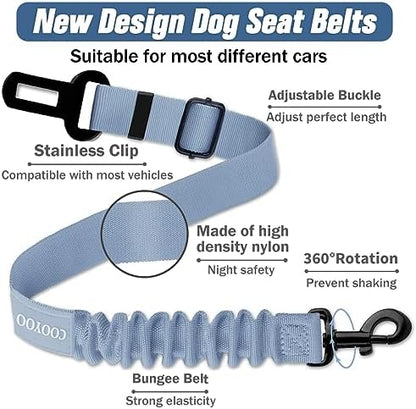 COOYOO Dog Seat Belt, 3 Piece Set Retractable Dog Car Adjustable Seatbelts - Image 3
