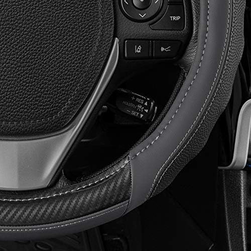 Motor Trend UltraSport Gray Carbon Fiber Steering Wheel Cover, Standard 15 inch - Image 6