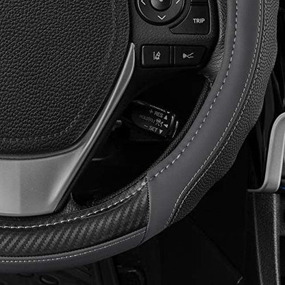 Motor Trend UltraSport Gray Carbon Fiber Steering Wheel Cover, Standard 15 inch - Image 6