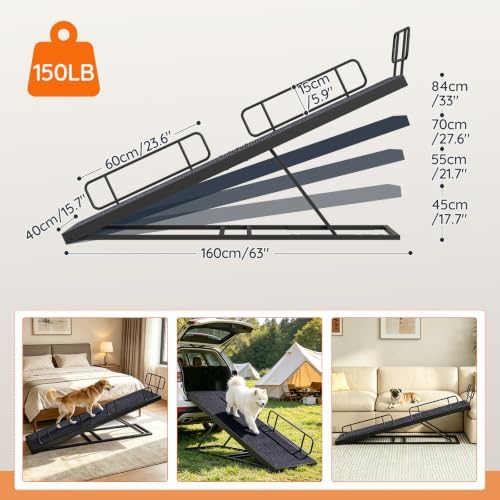 HOOBRO Adjustable Dog Ramp for Bed, Foldable Pet Ramp for Car, Heavy Duty 150 - Image 4