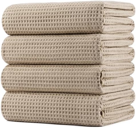 POLYTE 430 GSM Poly Blend Microfiber Quick Dry Waffle Bath Towel, 30x60 in by Polyte