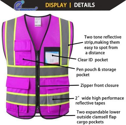 Purple Reflective Safety Vest for Men Women - Image 3