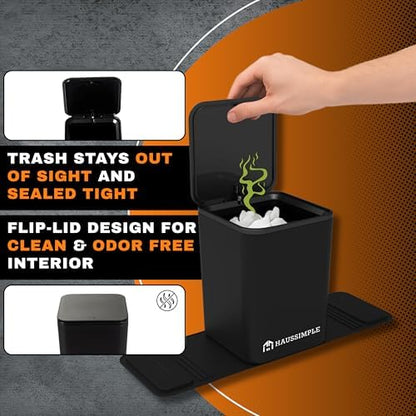 Car Trash Can with Lid, 0.8 Gallon Medium Car Garbage Bin with Stability Base - Image 3