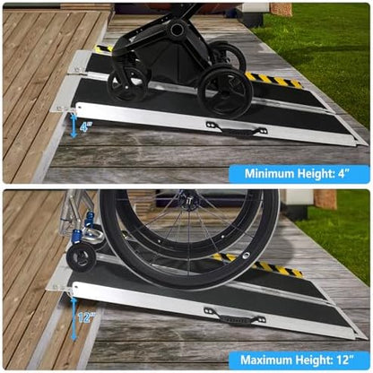 4FT Portable Wheelchair Ramp, Non-Slip Aluminum Folding Handicap Ramp, 800 LBS - Image 5