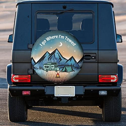 I Go Where I'm Towed Spare Tire Cover Weatherproof Wheel Protectors Universal - Image 2